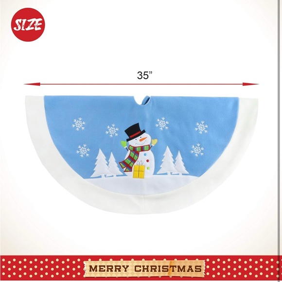 36'' Snowman☃️Christmas Tree🎄Skirt w Adorable🥰Snowman☃️& Snowflake❄️Tree Mat - Picture 3 of 8